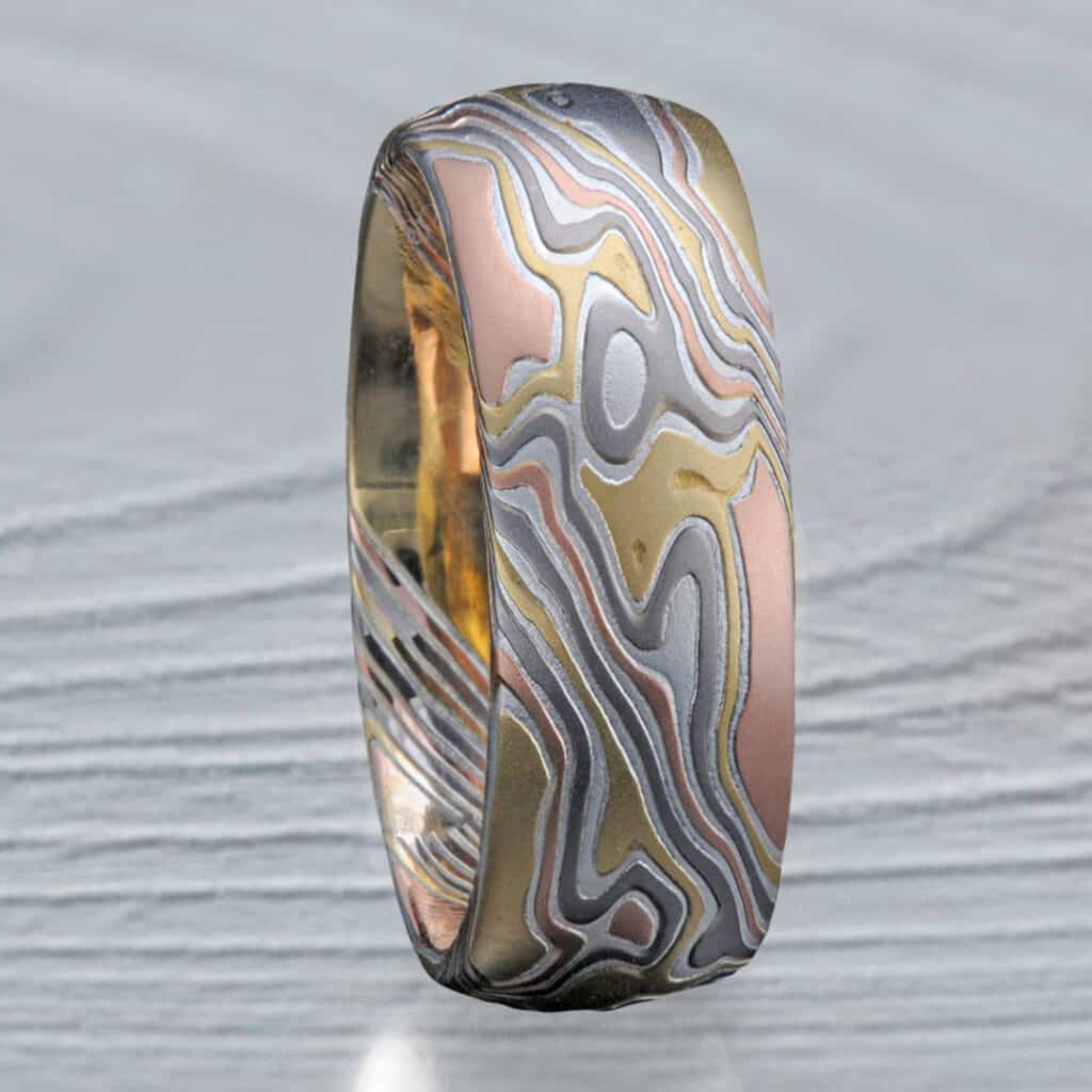 mens unique mokume wedding ring