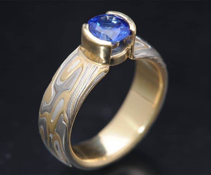 sapphire mokume engagement ring