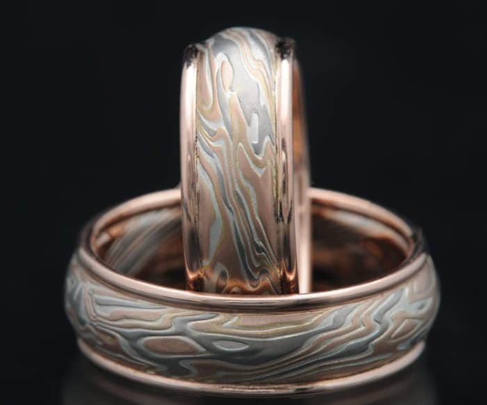 matching red gold wedding rings