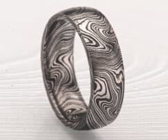 blackened Damascus wedding ring