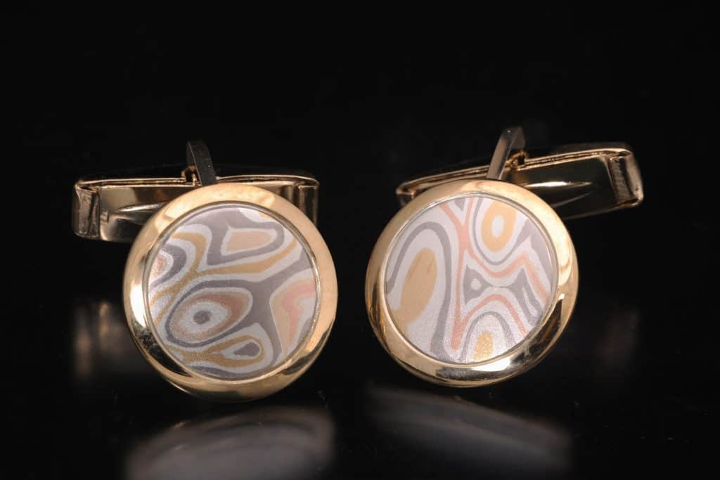 unique gold mokume cufflinks