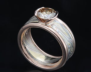 unique red gold engagement ring