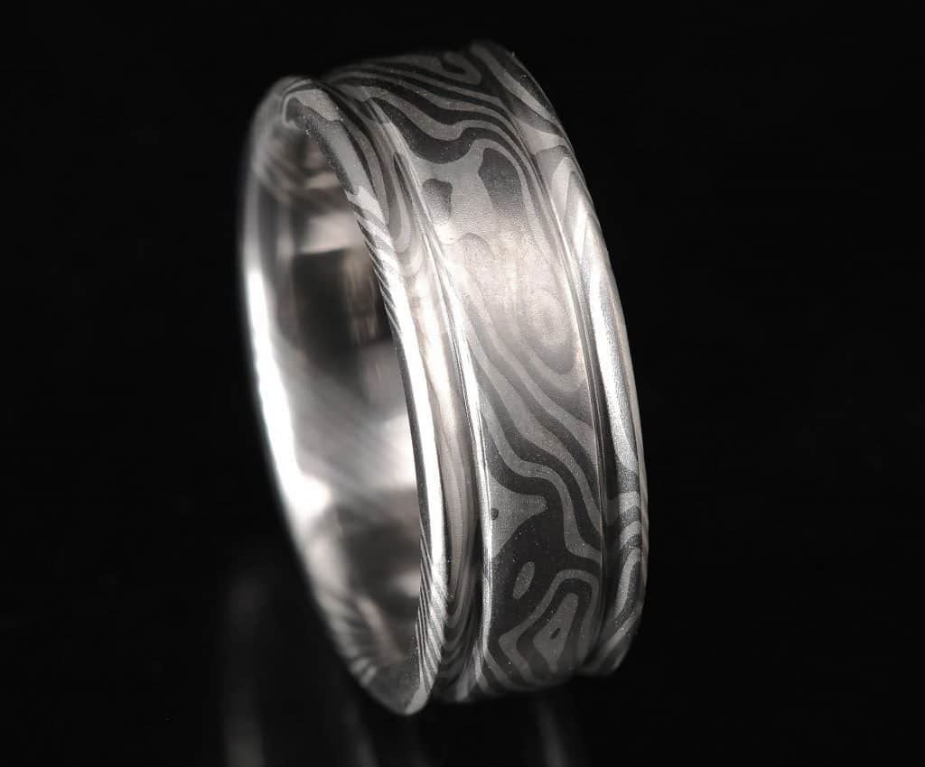 mens unique flat palladium wedding band