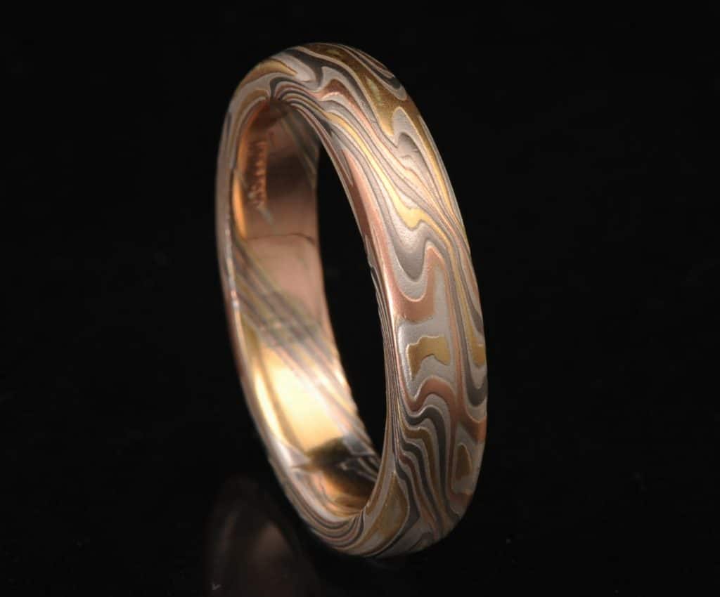 narrow multi-gold wedding band