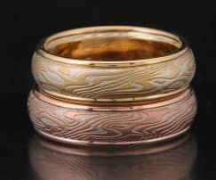 yellow gold and red gold wedding bands