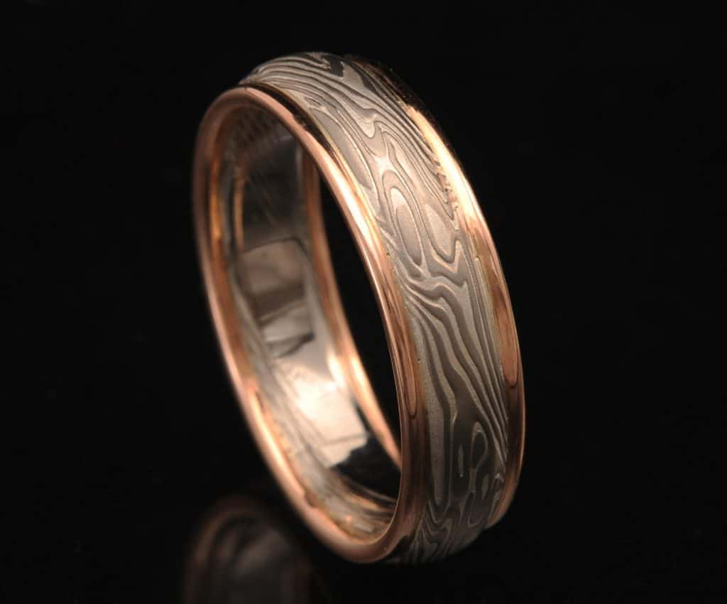 palladium and red gold ring