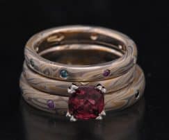 3 RING GOLD MOKUME WEDDING SET
