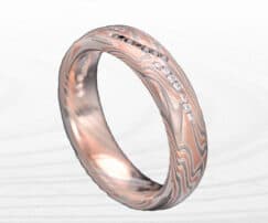 black and white diamond mokume ring