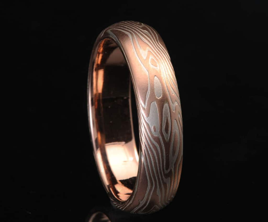 unique red gold mokume ring