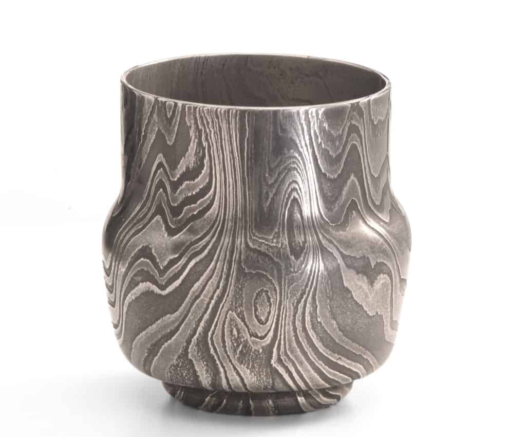 Damascus steel whiskey cup