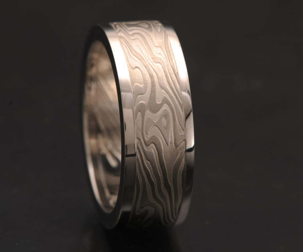 white metals mokume wedding