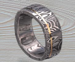 black Damascus gold ring