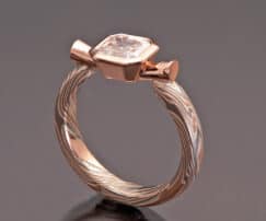ASSCHER DIAMOND MOKUME ENGAGEMENT RING