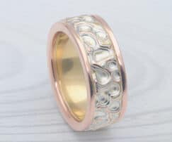 mens unique carved mokume ring