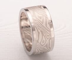 white metals mokume wedding