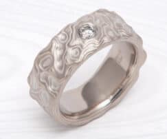 carved platinum mokume ring