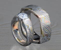 nontraditional mokume wedding set