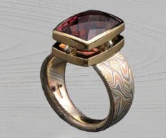 mokume custom tourmaline ring