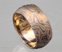 wide yellow white mokume band
