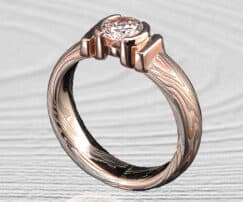 DIAMOND MOKUME ENGAGEMENT RING