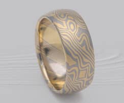yellow and white mokume ring