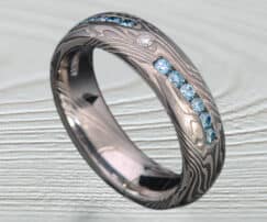 mokume palladium wedding rings