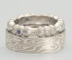 Unique palladium wedding set