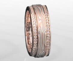 diamonds and red mokume ring