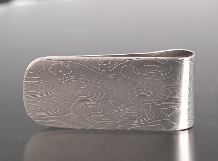 Damascus steel money clip
