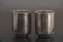 Damascus steel sake cups