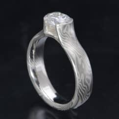 custom designed mokume diamond ring