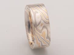 flat etched mokume ring