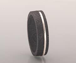 black Damascus and silver ring