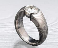 unique diamond engagement ring in mokume