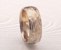 yellow and white gold mens mokume ring