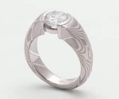 unique diamond mokume engagement ring