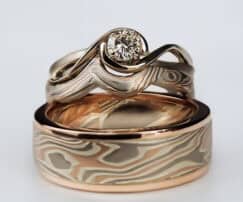 Custom Mokume Wedding Set