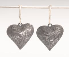 Damascus Dangle Heart Earrings